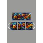 Fizello Renkli Çiçekler Temalı Kupa, 330 ml, Beyaz, Seramik FIZELLO-MUG-138-colorful-floral