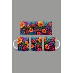 Fizello Renkli Çiçekler Temalı Kupa, 330 ml, Beyaz, Seramik FIZELLO-MUG-146-colorful-floral