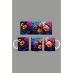 Fizello Renkli Çiçekler Temalı Kupa, 330 ml, Beyaz, Seramik FIZELLO-MUG-159-colorful-floral