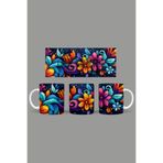 Fizello Renkli Çiçekler Temalı Kupa, 330 ml, Beyaz, Seramik FIZELLO-MUG-176-colorful-floral