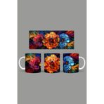 Fizello Renkli Çiçekler Temalı Kupa, 330 ml, Beyaz, Seramik FIZELLO-MUG-183-colorful-floral