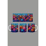 Fizello Renkli Çiçekler Temalı Kupa, 330 ml, Beyaz, Seramik FIZELLO-MUG-184-colorful-floral