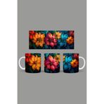 Fizello Renkli Çiçekler Temalı Kupa, 330 ml, Beyaz, Seramik FIZELLO-MUG-198-colorful-floral