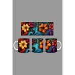 Fizello Renkli Çiçekler Temalı Kupa, 330 ml, Beyaz, Seramik FIZELLO-MUG-230-colorful-floral