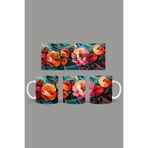 Fizello Renkli Çiçekler Temalı Kupa, 330 ml, Beyaz, Seramik FIZELLO-MUG-240-colorful-floral