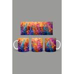 Fizello Renkli Çiçekler Temalı Kupa, 330 ml, Beyaz, Seramik FIZELLO-MUG-242-colorful-floral