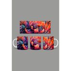 Fizello Renkli Çiçekler Temalı Kupa, 330 ml, Beyaz, Seramik FIZELLO-MUG-275-colorful-floral