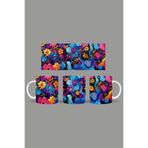 Fizello Renkli Çiçekler Temalı Kupa, 330 ml, Beyaz, Seramik FIZELLO-MUG-278-colorful-floral