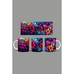 Fizello Renkli Çiçekler Temalı Kupa, 330 ml, Beyaz, Seramik FIZELLO-MUG-281-colorful-floral
