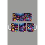 Fizello Renkli Çiçekler Temalı Kupa, 330 ml, Beyaz, Seramik FIZELLO-MUG-300-colorful-floral