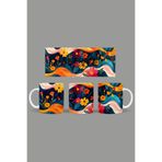 Fizello Renkli Çiçekler Temalı Kupa, 330 ml, Beyaz, Seramik FIZELLO-MUG-306-colorful-floral