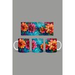 Fizello Renkli Çiçekler Temalı Kupa, 330 ml, Beyaz, Seramik FIZELLO-MUG-321-colorful-floral
