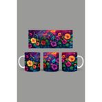 Fizello Renkli Çiçekler Temalı Kupa, 330 ml, Beyaz, Seramik FIZELLO-MUG-336-colorful-floral