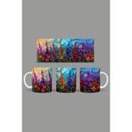Fizello Renkli Çiçekler Temalı Kupa, 330 ml, Beyaz, Seramik FIZELLO-MUG-346-colorful-floral