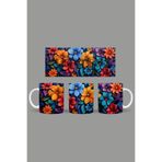 Fizello Renkli Çiçekler Temalı Kupa, 330 ml, Beyaz, Seramik FIZELLO-MUG-352-colorful-floral