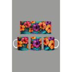 Fizello Renkli Çiçekler Temalı Kupa, 330 ml, Beyaz, Seramik FIZELLO-MUG-353-colorful-floral