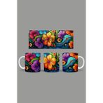 Fizello Renkli Çiçekler Temalı Kupa, 330 ml, Beyaz, Seramik FIZELLO-MUG-362-colorful-floral
