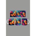 Fizello Renkli Çiçekler Temalı Kupa, 330 ml, Beyaz, Seramik FIZELLO-MUG-375-colorful-floral