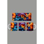 Fizello Renkli Çiçekler Temalı Kupa, 330 ml, Beyaz, Seramik FIZELLO-MUG-376-colorful-floral