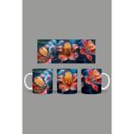 Fizello Renkli Çiçekler Temalı Kupa, 330 ml, Beyaz, Seramik FIZELLO-MUG-378-colorful-floral