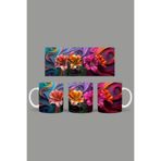 Fizello Renkli Çiçekler Temalı Kupa, 330 ml, Beyaz, Seramik FIZELLO-MUG-379-colorful-floral