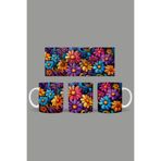 Fizello Renkli Çiçekler Temalı Kupa, 330 ml, Beyaz, Seramik FIZELLO-MUG-394-colorful-floral