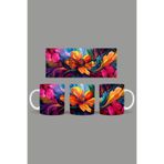 Fizello Renkli Çiçekler Temalı Kupa, 330 ml, Beyaz, Seramik FIZELLO-MUG-407-colorful-floral