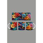 Fizello Renkli Çiçekler Temalı Kupa, 330 ml, Beyaz, Seramik FIZELLO-MUG-415-colorful-floral
