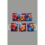 Fizello Renkli Çiçekler Temalı Kupa, 330 ml, Beyaz, Seramik FIZELLO-MUG-417-colorful-floral