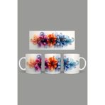 Fizello Renkli Çiçekler Temalı Kupa, 330 ml, Beyaz, Seramik FIZELLO-MUG-418-colorful-floral