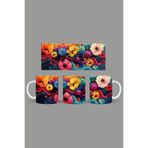 Fizello Renkli Çiçekler Temalı Kupa, 330 ml, Beyaz, Seramik FIZELLO-MUG-431-colorful-floral