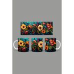 Fizello Renkli Çiçekler Temalı Kupa, 330 ml, Beyaz, Seramik FIZELLO-MUG-442-colorful-floral