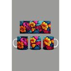 Fizello Renkli Çiçekler Temalı Kupa, 330 ml, Beyaz, Seramik FIZELLO-MUG-456-colorful-floral