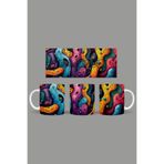 Fizello Renkli Çiçekler Temalı Kupa, 330 ml, Beyaz, Seramik FIZELLO-MUG-469-colorful-floral