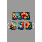 Fizello Renkli Çiçekler Temalı Kupa, 330 ml, Beyaz, Seramik FIZELLO-MUG-477-colorful-floral