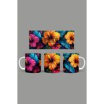 Fizello Renkli Çiçekler Temalı Kupa, 330 ml, Beyaz, Seramik FIZELLO-MUG-480-colorful-floral