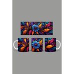 Fizello Renkli Çiçekler Temalı Kupa, 330 ml, Beyaz, Seramik FIZELLO-MUG-499-colorful-floral