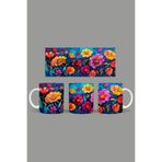 Fizello Renkli Çiçekler Temalı Kupa, 330 ml, Beyaz, Seramik FIZELLO-MUG-507-colorful-floral