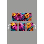 Fizello Renkli Çiçekler Temalı Kupa, 330 ml, Beyaz, Seramik FIZELLO-MUG-510-colorful-floral