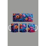Fizello Renkli Çiçekler Temalı Kupa, 330 ml, Beyaz, Seramik FIZELLO-MUG-513-colorful-floral