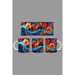 Fizello Renkli Çiçekler Temalı Kupa, 330 ml, Beyaz, Seramik FIZELLO-MUG-516-colorful-floral