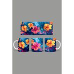 Fizello Renkli Çiçekler Temalı Kupa, 330 ml, Beyaz, Seramik FIZELLO-MUG-519-colorful-floral
