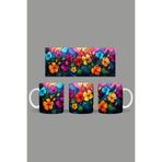 Fizello Renkli Çiçekler Temalı Kupa, 330 ml, Beyaz, Seramik FIZELLO-MUG-520-colorful-floral