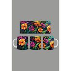 Fizello Renkli Çiçekler Temalı Kupa, 330 ml, Beyaz, Seramik FIZELLO-MUG-521-colorful-floral