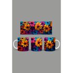 Fizello Renkli Çiçekler Temalı Kupa, 330 ml, Beyaz, Seramik FIZELLO-MUG-538-colorful-floral