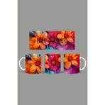 Fizello Renkli Çiçekler Temalı Kupa, 330 ml, Beyaz, Seramik FIZELLO-MUG-551-colorful-floral
