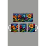 Fizello Renkli Çiçekler Temalı Kupa, 330 ml, Beyaz, Seramik FIZELLO-MUG-554-colorful-floral