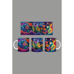 Fizello Renkli Çiçekler Temalı Kupa, 330 ml, Beyaz, Seramik FIZELLO-MUG-559-colorful-floral