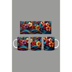 Fizello Renkli Çiçekler Temalı Kupa, 330 ml, Beyaz, Seramik FIZELLO-MUG-562-colorful-floral