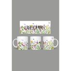 Fizello Yabani Çiçekler Temalı Kupa, 330 ml, Beyaz, Seramik FIZELLO-MUG-wildflower-100 FIZELLO-MUG-wildflower-100